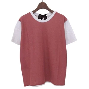 Miu Miu Front Metal Fiber Back Ribbon Cotton T-Shirt Women Red White M R29 - Picture 1 of 6