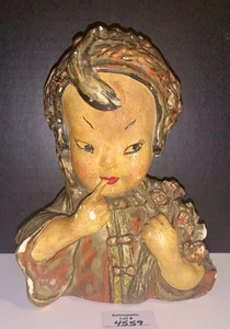 Busto de niña asiática de tiza vintage 1936 - Imagen 1 de 13