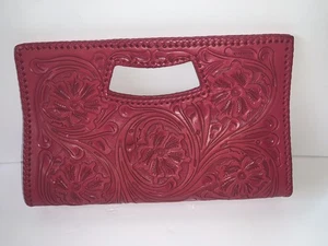 Cartera sin asas de cuero con patrón floral rosa/rojo Alejandro Yeo - Imagen 1 de 5