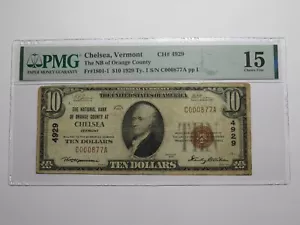 $10 1929 Chelsea Vermont VT National Currency Bank Note Bill Charter #4929 F15 - Picture 1 of 5