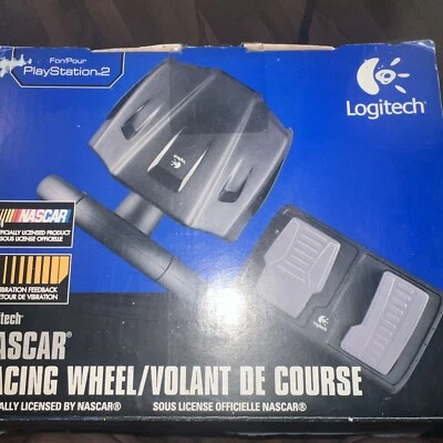 Logitech Nascar Racing Steering Wheel & Pedals for PS2 Driving Force New - Image 1 of 4
