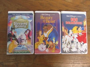 Die Schöne und das Biest, Dornröschen, 101 Dalmatiner, Walt Disney VHS Kassetten - Bild 1 von 10