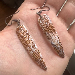 Long Seashell Sterling Silver Earrings Shell Beach Jewelry Artisan Handmade 925 - Picture 1 of 9