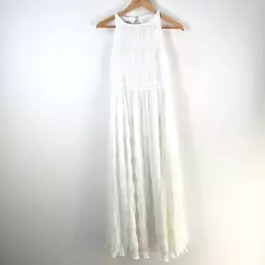 NEW YH & CO dress womens 8 white cade maxi high neck sleeveless A-line 106935 - Picture 1 of 9