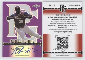 2014 Leaf Metal Draft Perfect Game Purple Prismatic /10 Cornelius Randolph Auto