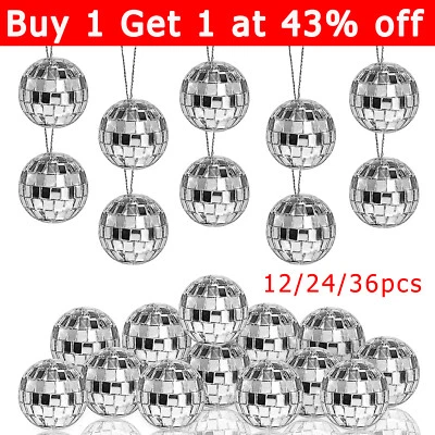 36 Glitter Lighting Ball Decoration Tree Disco Party Decor Mini Mirror Balls UK - Image 1 of 4