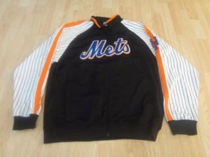 Men's New York Mets Jacket XL Bullpen Jacket Stitches (Pinstripe Sleeves) - Picture 1 of 2