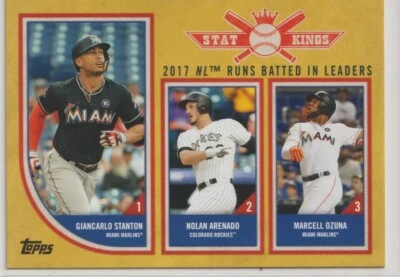 2018 Topps Big League Gold #309 Nolan Arenado Marcell Ozuna Giancarlo Stanton - Image 1 of 2