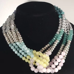 Multi Color Multi Strand LYDELL NYC Beaded Statement Necklace 18.5 Inch - Picture 1 of 3