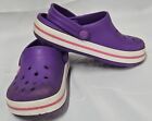 CROCS Toddler Girl Shoes Size 8C9  Purple Pink Stripe Band. Used Condition 