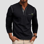 Mens Long Sleeve Henley Shirts Blouse Tops Casual Work Buttons T-Shirs Pullover