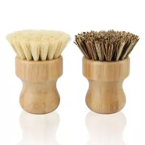 2 Pack Bamboo Dish Scrub Brush Natural Scrub Cleaning Brush Vegetable Brush For - Picture 1 of 7