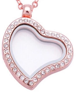 29MM Crystal Floating Charms Living Memory Heart Glass Locket Pendant No Chain - Picture 1 of 1