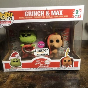 Funko POP! How The Grinch Stole Christmas: Grinch & Max FLOCKED 2-Pack AMAZON - Picture 1 of 11