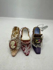 LOT OF 3 Heirloom Ornaments Ashton-Drake Stepping in Time Vintage Shoes - Picture 1 of 4