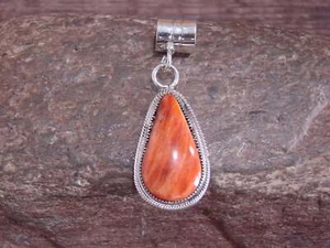Native American Navajo Indian Sterling Silver & Spiny Oyster Pendant by Yazzie - Picture 1 of 6