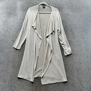 Cárdigan plumero Talbots para mujer pequeño gris frente abierto mezcla de algodón clásico neutro - Imagen 1 de 11