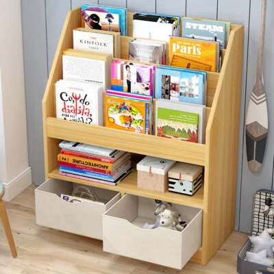 Clover Bookcase Storage Shelf Magazine Rack with Drawers (Oak) - image 1 of 4