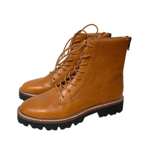 NEW Madewell The Citywalk Lugsole Lace-Up leather Boots Size 6 cognac brown - Picture 1 of 11