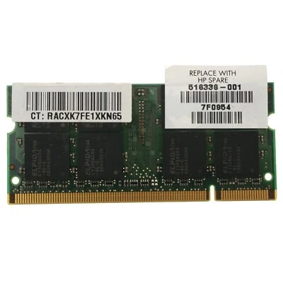 HP 516336-001 Elpida PC2-6400S-666 SODIMM DDR2 2GB Laptop RAM Memory Module - Image 1 of 3