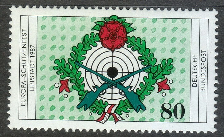 Germany 1987 MNH Mi 1330 Sc 1514 European Rifleman’s Festival. Vintage guns ** - Image 1 of 1