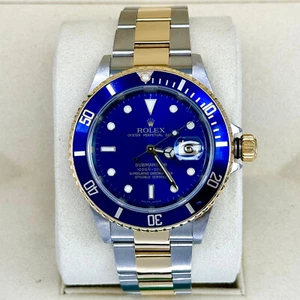 Rolex Submariner BOX PAPERS Blue Dial 40mm Yellow Gold Clasp Bluesy Two Tone - Picture 1 of 15