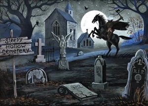 5x7 DRUCK GEMÄLDE RYTA HALLOWEEN SCHLÄFRIG HOHL KOPFLOS REITER Volkskunst 🎃 - Bild 1 von 1