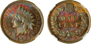 1904 1 CENT NGC MS63 BROWN TONED COLOR INDIAN HEAD - Picture 1 of 2