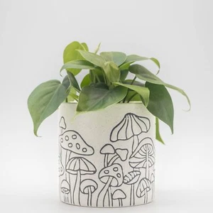 Mushroom Planter, Speckled White, Indoor/Outdoor, Holds Small Plants - Picture 1 of 4