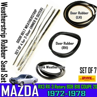 Para 72-77 MAZDA ROTATIVO RX3 808 818 SAVANNA 2D CUPÉ RESISTENTE AL CLIMA SELLO DE GOMA X7 Foto 1 de 4