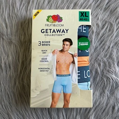 Fruit Of The Loom Boxer Briefs Men's Size XL 40-42 Quick Dry 3 Pair Oder Control - Image 1 of 4