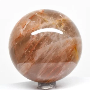 2.5" Hematoid Quartz Sphere Fire Red Natural Crystal Sparkling Mineral Madagasc. - Picture 1 of 6