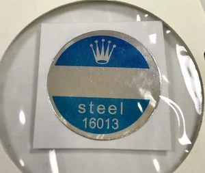 ESTUCHE TRASERO DE ACERO ROLEX 16013 pegatina azul certificado fechajust década 1980 - Imagen 1 de 1