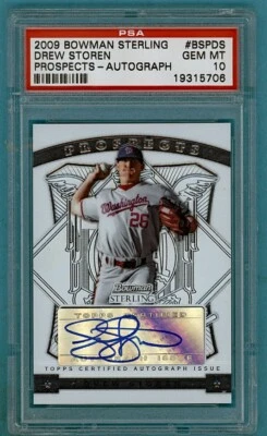 2009 Bowman Sterling Drew Storen Prospects Auto #BSPDS PSA 10! Nationals! - Image 1 of 2