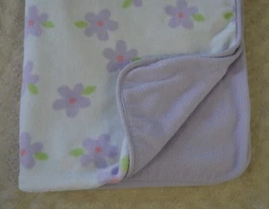 Carter's Purple Floral Baby Girl Blanket Flower White Pink Green Leaves Lovey - Picture 1 of 7