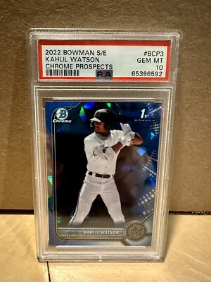 2022 Bowman Sapphire Edition Chrome Prospects Kahlil Watson #BCP-3 PSA 10 GEM MT - Image 1 of 2