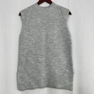 Sloane Rouge Sweater Sleeveless Womens High Neckline Classic Gray Large Knit - Picture 1 of 8