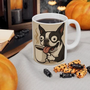 Boston Terrier Ceramic Mug Caffeine Crazy USA Coffee Cup 11oz 15oz - Picture 1 of 10