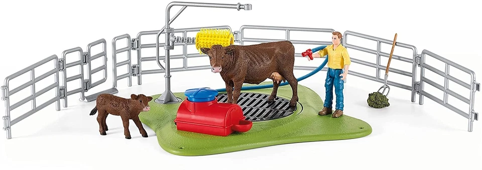 Schleich Farm World Happy Cow Wash Toy Playset Unisex 3 to 8 Years