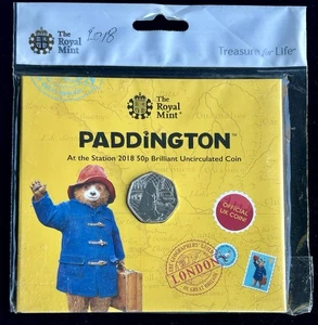 Moneda de 50 peniques Paddington At The Station 2018 BUNC Royal Mint paquete sellado - Imagen 1 de 2