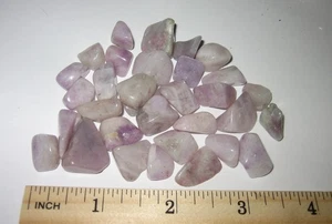 32 TROMMELT POLIERT 0,3"- 0,6" GEL LITHIUM SILICA (ROSA LEPIDOLITH) STEINE 65,4g - Bild 1 von 4