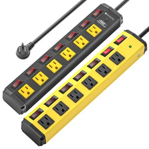 6 Steckdosen Einzelschalter Steckdosenleiste, 1200J Überspannungsschutz/1875W/15A Kabel - Bild 1 von 19