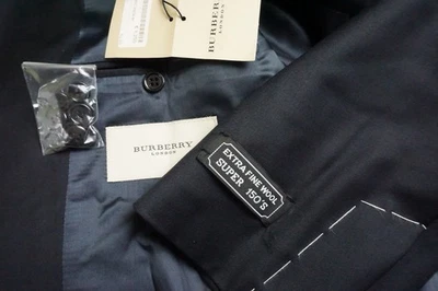 Burberry London Navy Blue S150s Wool 2 Pc Suit Jacket Pants Sz 50S BIG GUY NEW - Image 1 of 4
