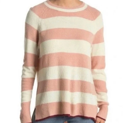 LUSH Nordstrom NWT Soft Knit Mauve Cream Striped Long Sleeve Sweater Size Medium - Image 1 of 3