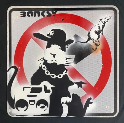Very Rare Banksy Original spray stencil  Street Sign Painting 2011 - Image 1 of 4