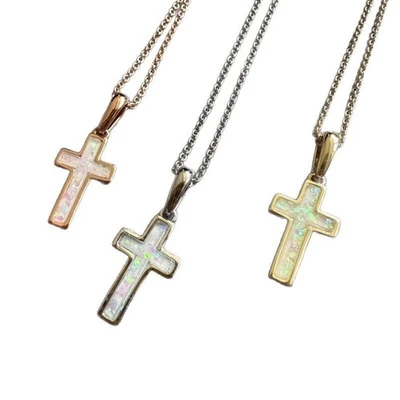 Collar Cruz Arco Iris Cadena Ajustable Chapado en Oro Colgante Jesús Mujer Joyería Foto 1 de 4