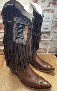 Corral Vintage Cowgirl-Stiefel Fransen und Nieten Sierra hellbraun C1185 originalverpackt - Bild 1 von 15