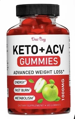 KETO + ACV Advanced Weight Loss Apple  Cider Vinegar Gummies 60 ct Exp 04/2026 - Image 1 of 3