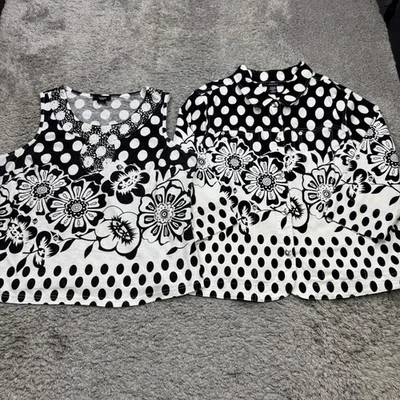 Kaktus Jacket Women 2X Floral Polka Dot 2X Matching Vest Studded 2pc Set Artsy - Image 1 of 4