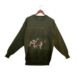 Vintage Niffi 100% Wool Crewneck Sweater Pheasant Hunting Dogs Men’s Size M - Picture 1 of 14